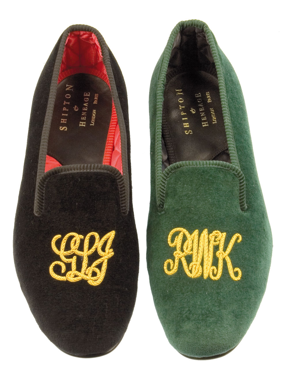 Initialled Monogrammed Velvet Slipper II - Script