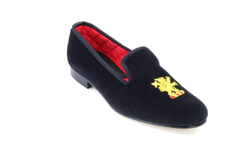 Gold Lion Rampant Embroidered Velvet Slipper - example
