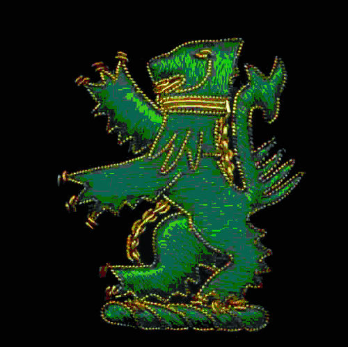 Green Lion Rampant Embroidered Velvet Slipper