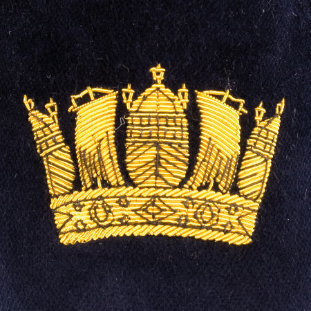 Regimental Velvet Slippers XVII close Naval Crown