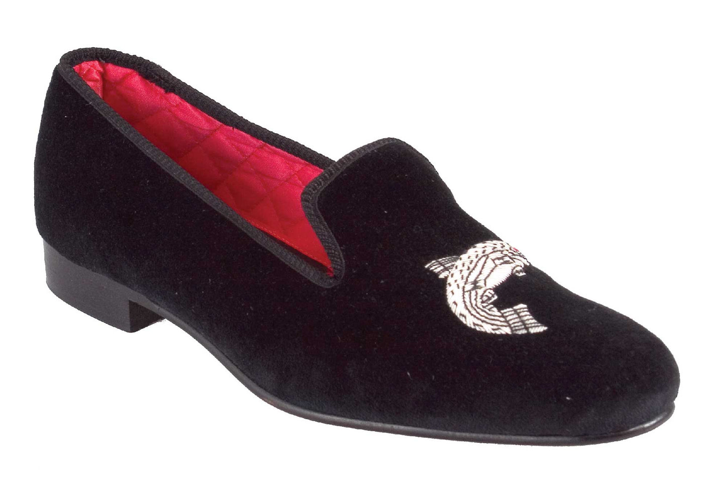 Salmon Embroidered Velvet Slipper