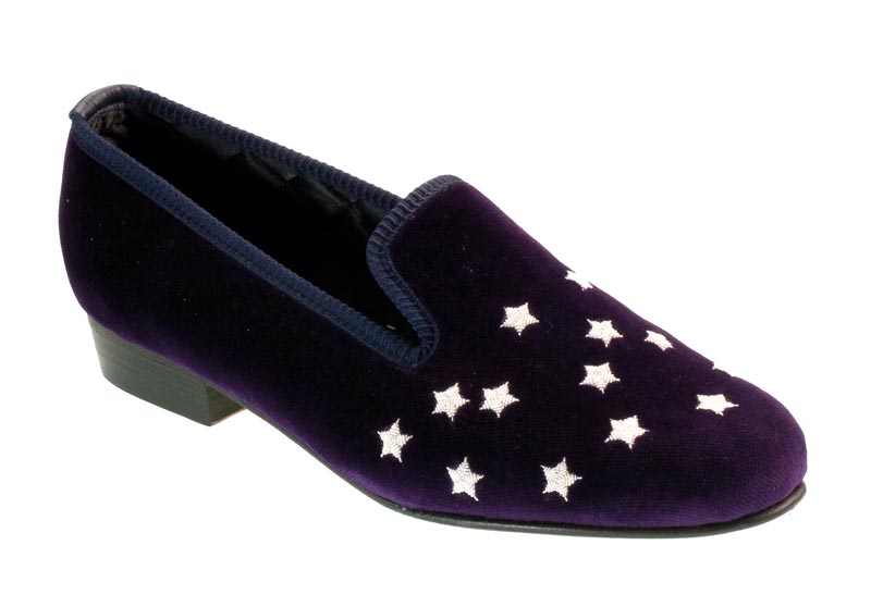 Night Sky Motif Embroidered Velvet Slipper