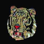 Tiger Face Thread Embroidered Velvet Slipper
