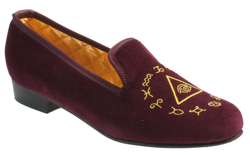 Zodiac Motif Embroidered Velvet Slipper