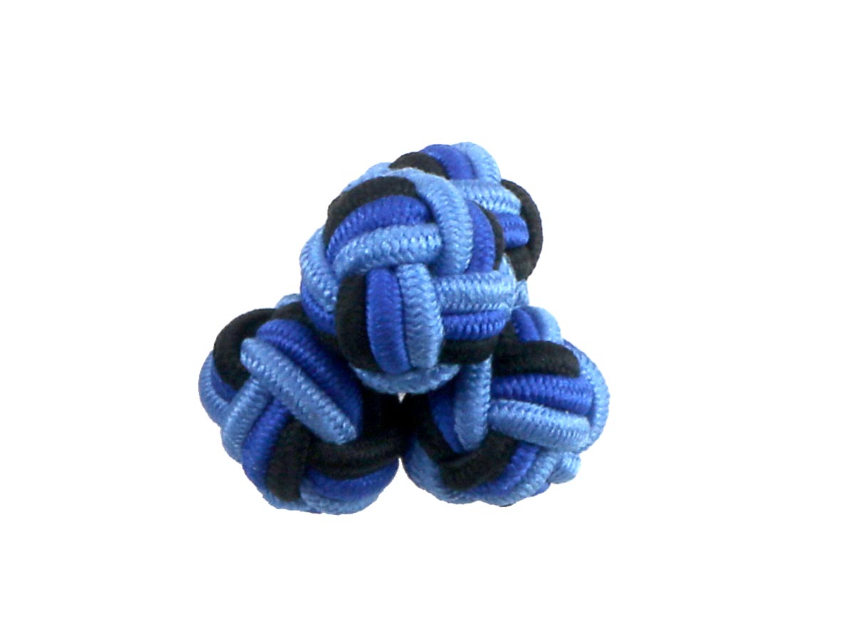 Black Blue Light Blue Silk Knot Cufflinks