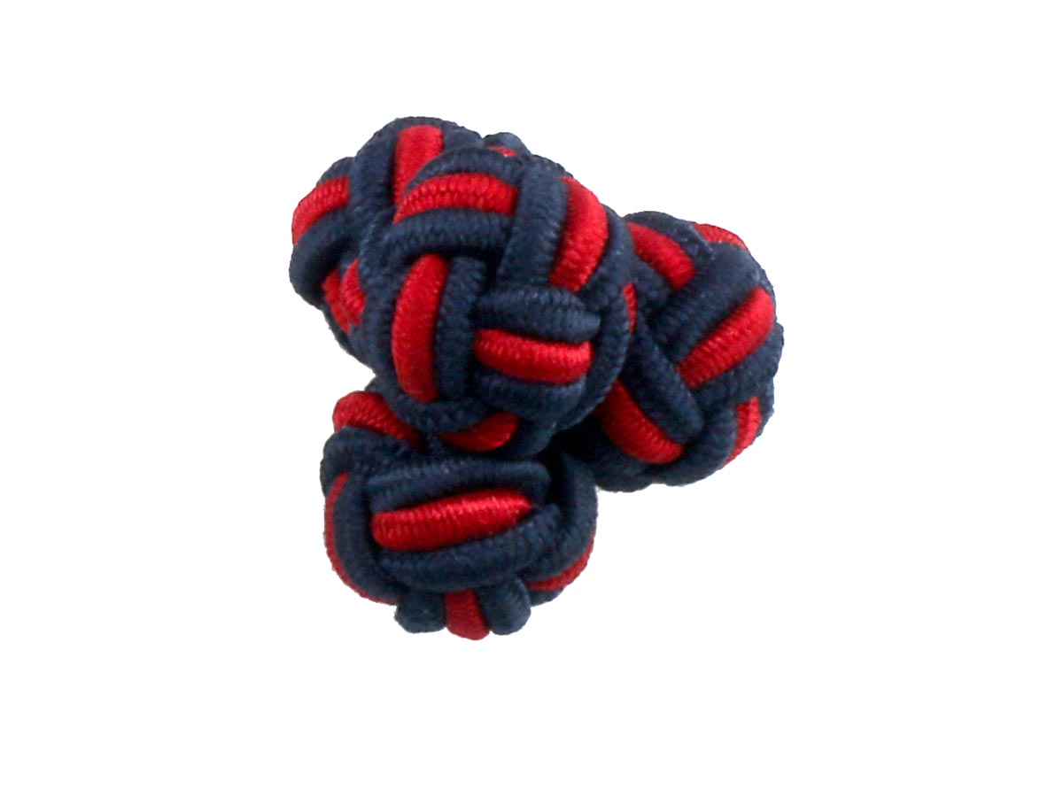 Navy Red Silk Knot Cufflinks