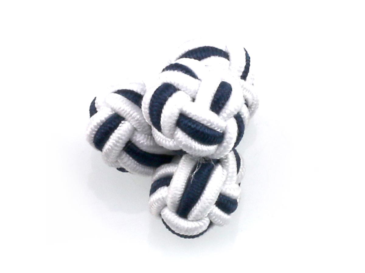 White Navy Silk Knot Cufflinks