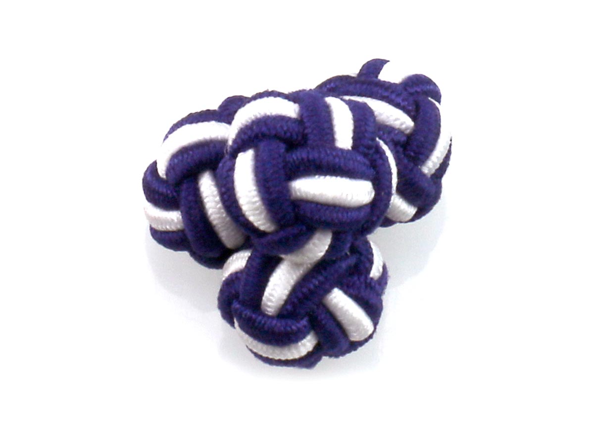 White Purple Silk Knot Cufflinks