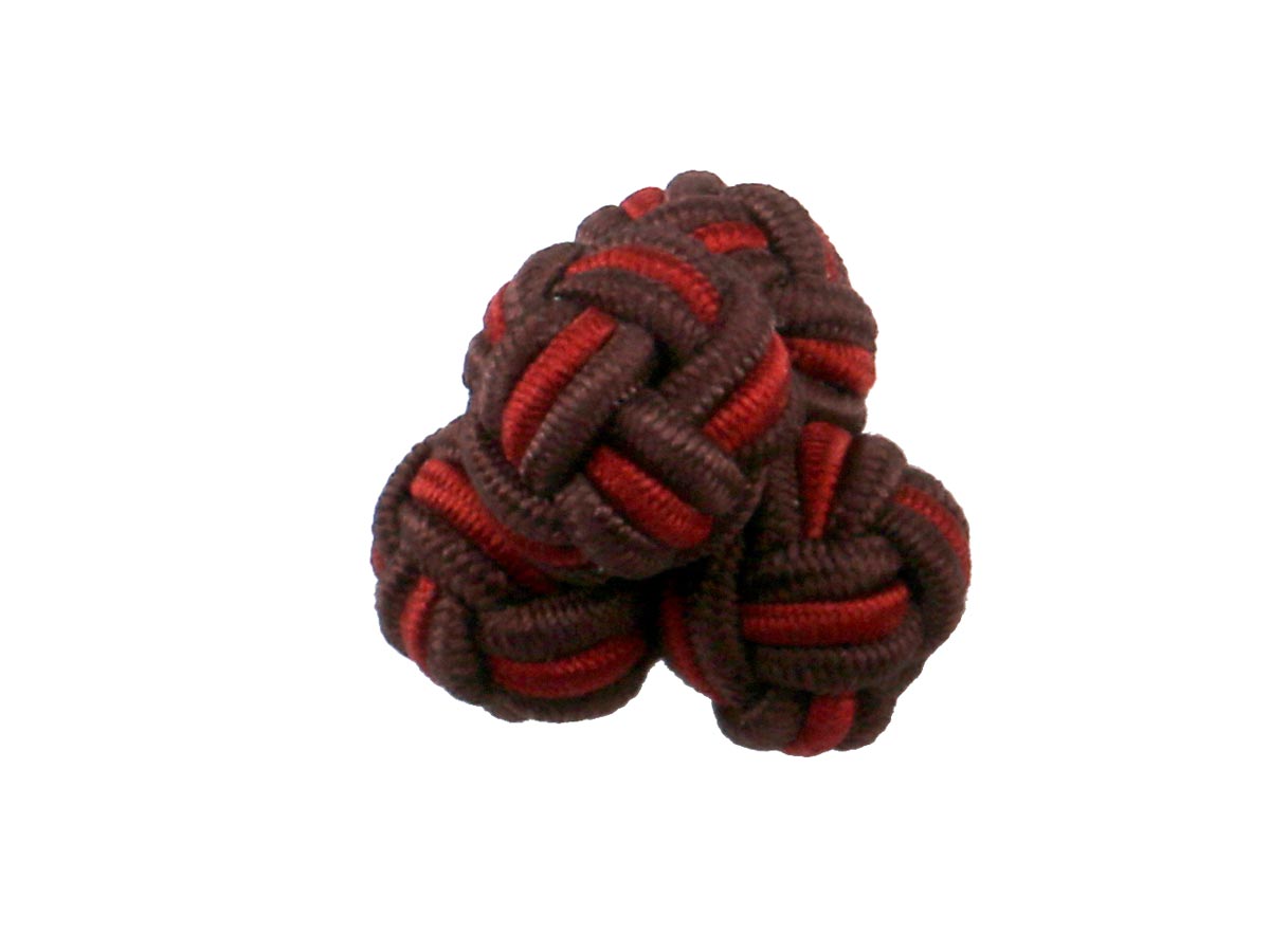 Brown Orange Silk Knot Cufflinks