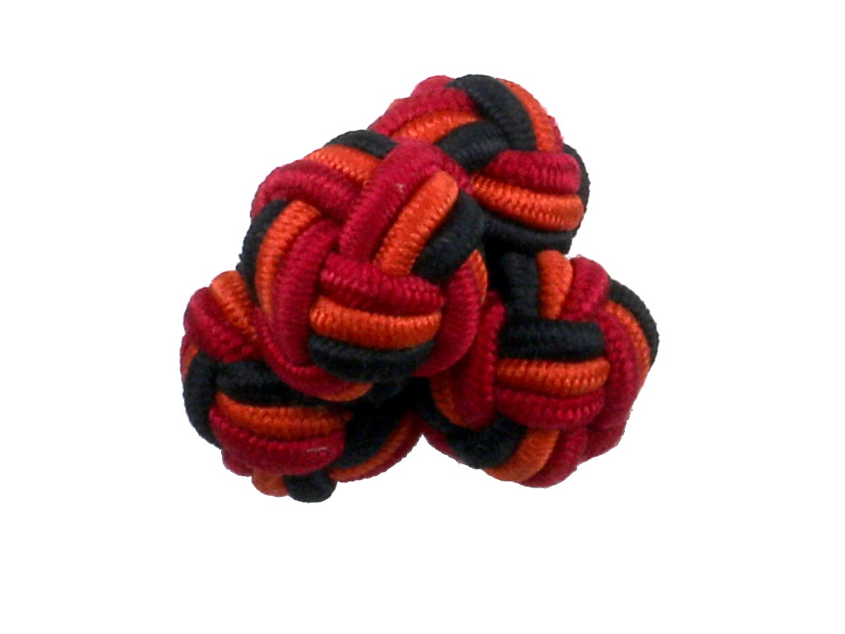 Red Orange Black Silk Knot Cufflinks