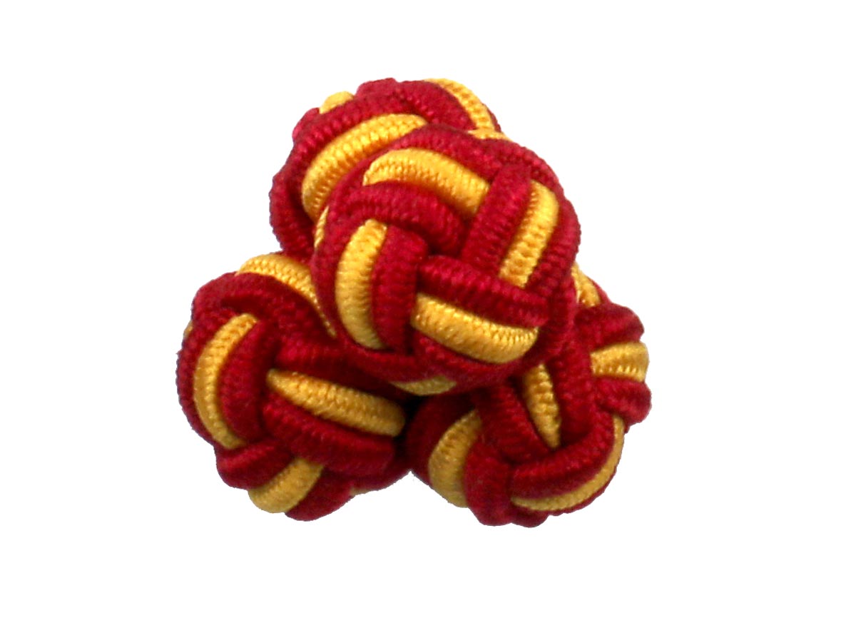 Red Yellow Silk Knot Cufflinks