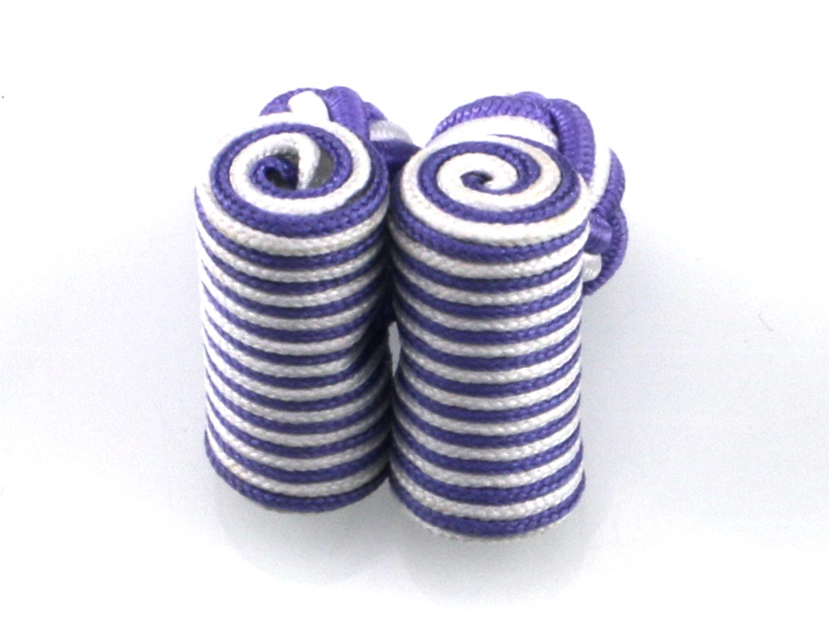 White Purple Silk Barrel Cufflinks
