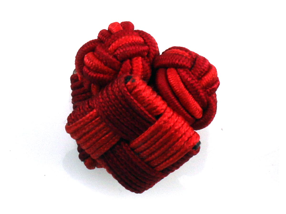 Red Orange White Silk Square Cufflinks