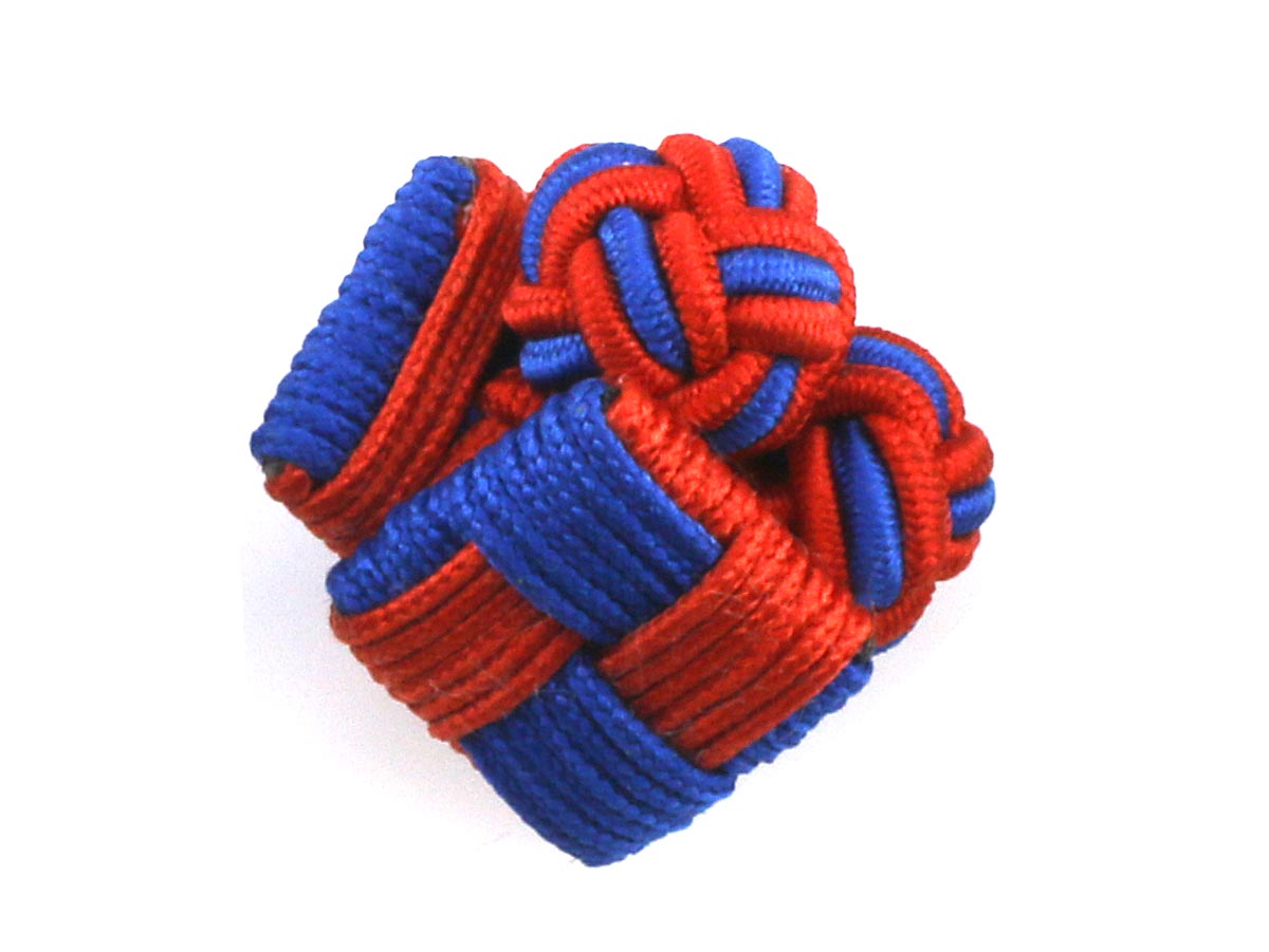 Blue Orange Silk Square Cufflinks