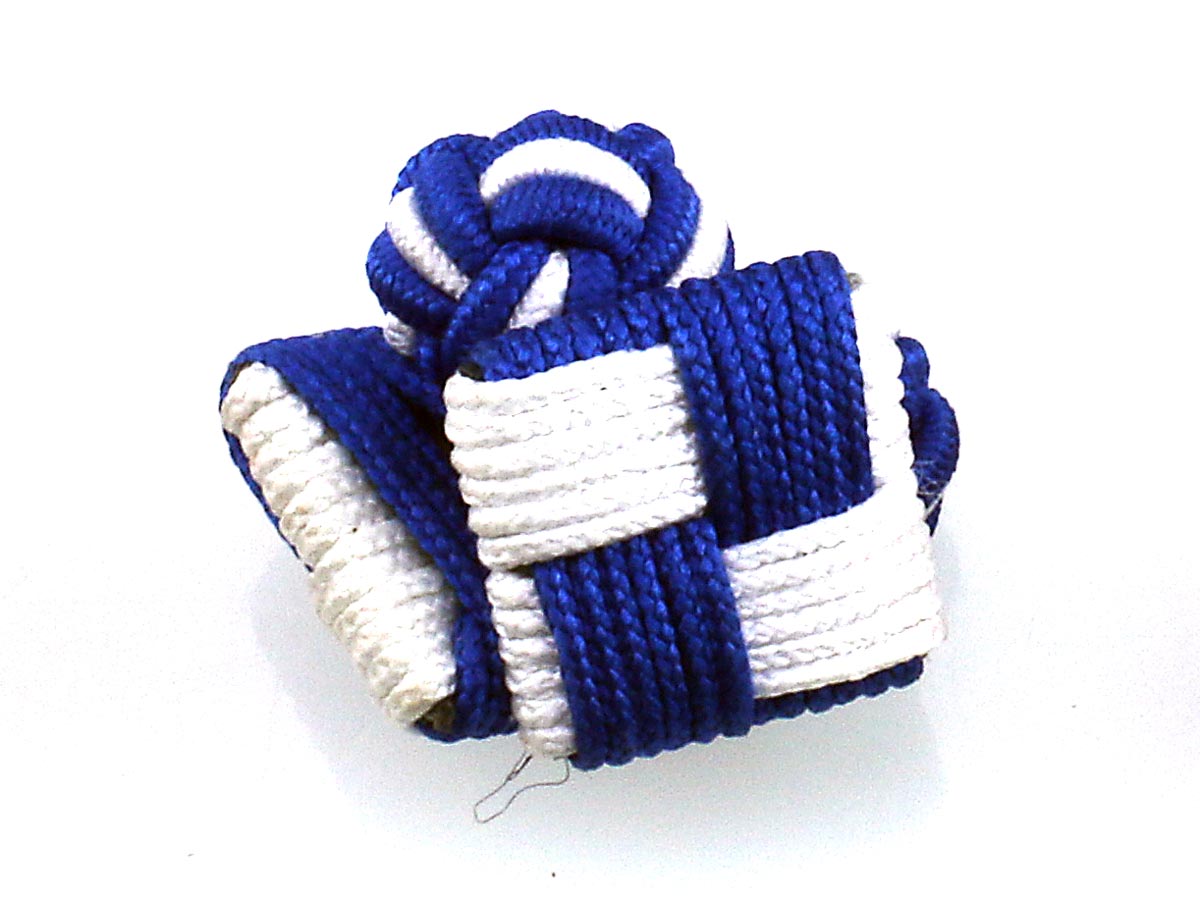 Blue White Silk Square Cufflinks