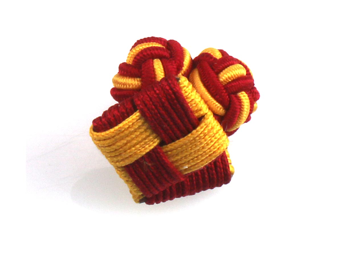 Red Yellow Silk Square Cufflinks