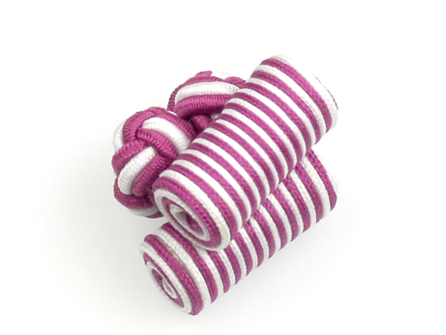 Pink White Silk Barrel Cufflinks