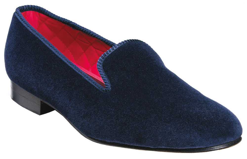 Mens Navy Velvet Slipper - UK 11.5