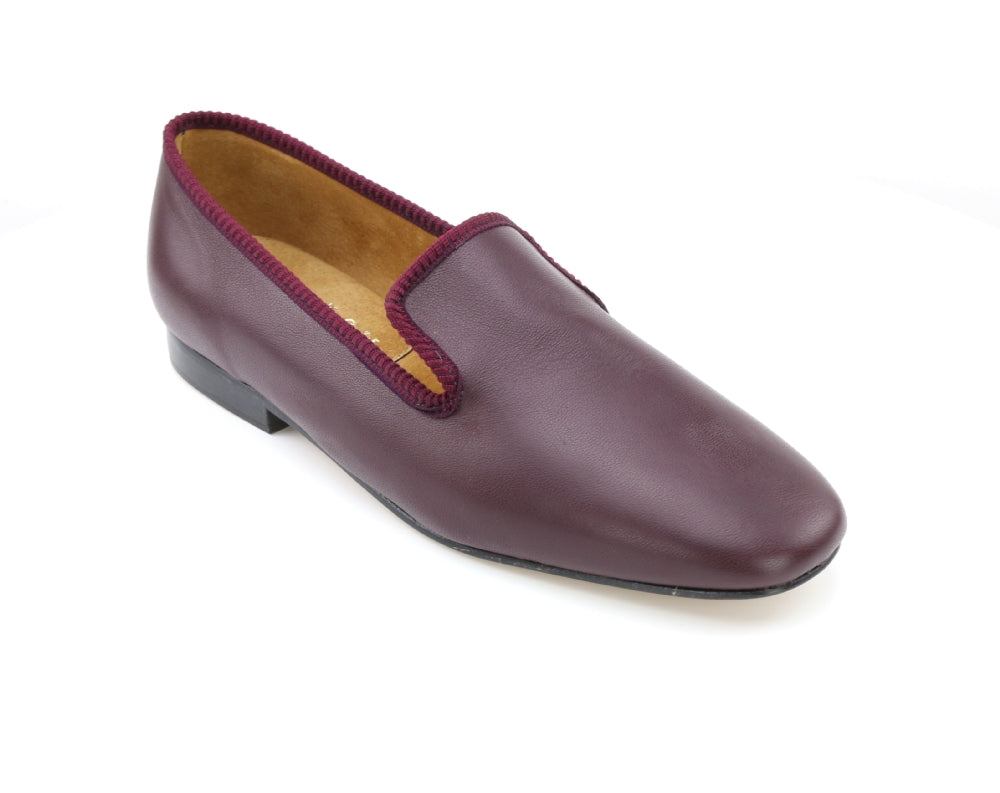 Lady Leather Slipper Wine Red Size 7
