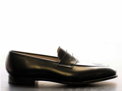 black leather loafer