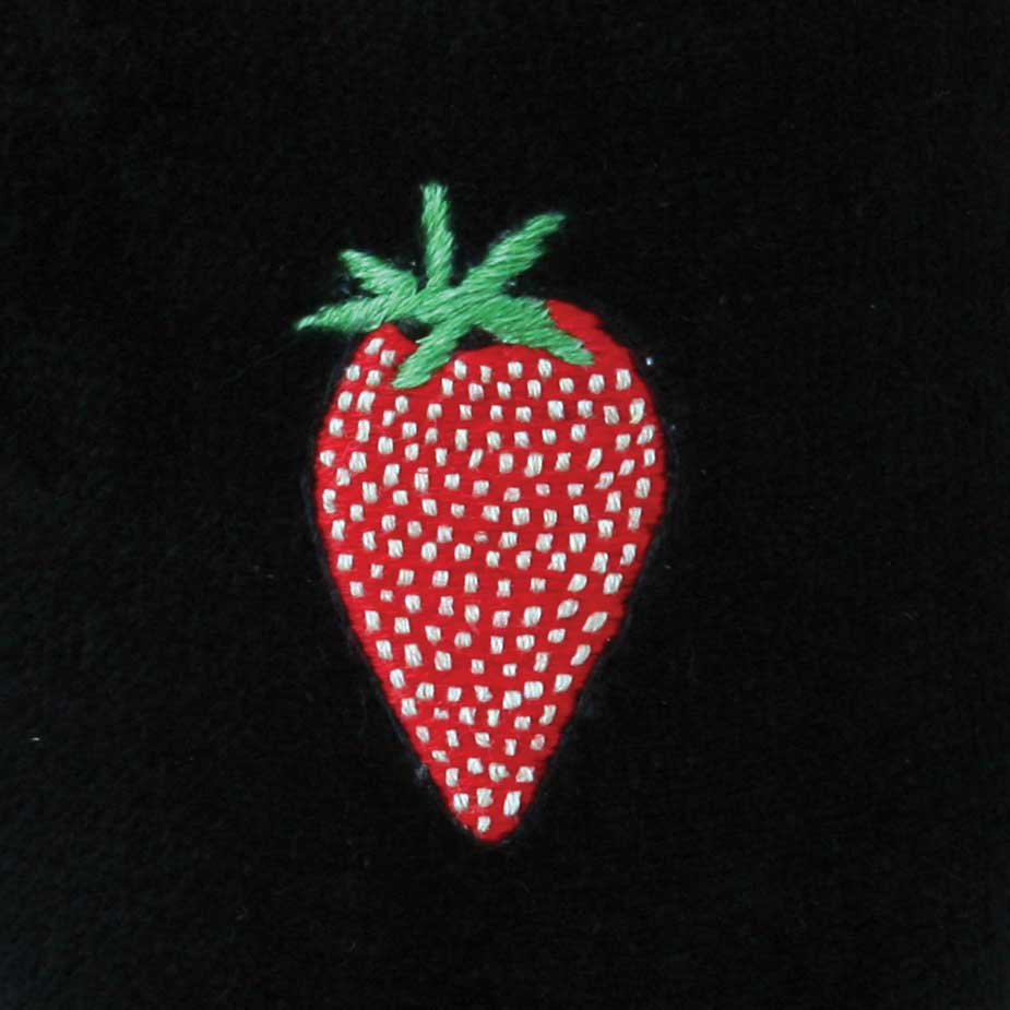 Strawberry Embroidered Velvet Slipper Close