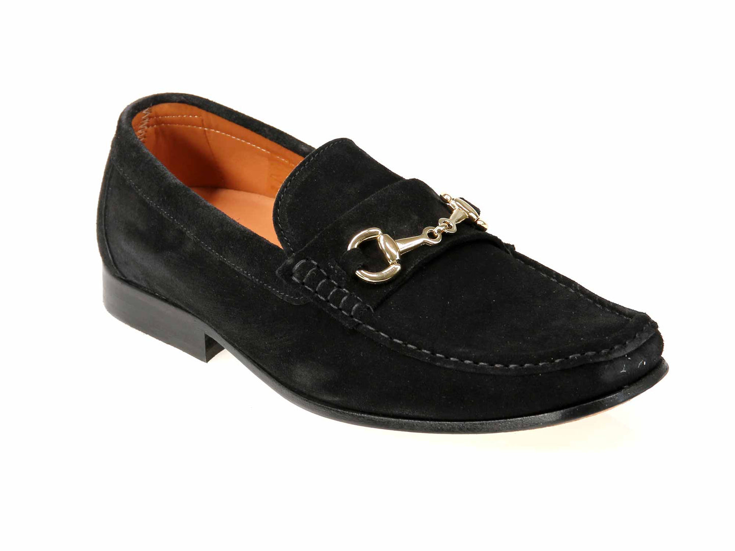 Tiber Mens Black Suede Horsebit Snaffle Buckled Loafer