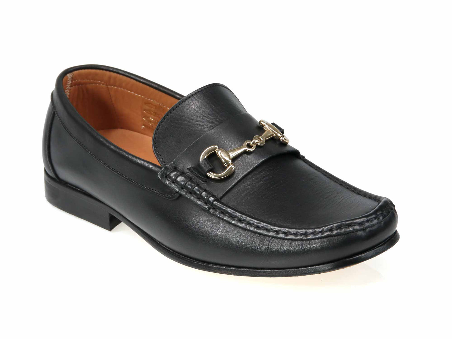Tiber Mens Black Horsebit Snaffle Buckled Loafer