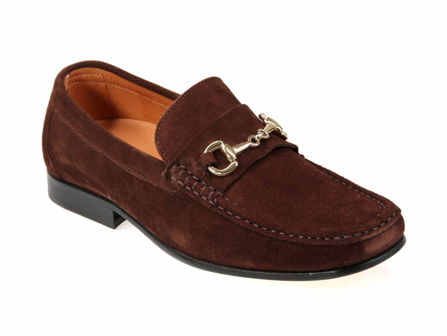 Tiber Mens Chocolate Suede Horsebit Snaffle Buckled Loafer