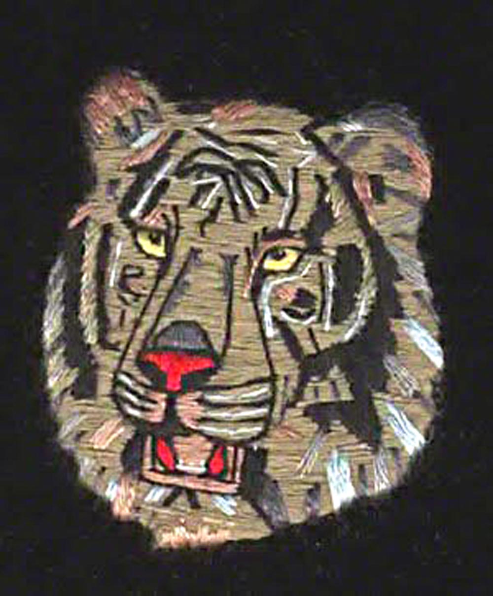 Tiger Face Wire Embroidered Velvet Slipper 2
