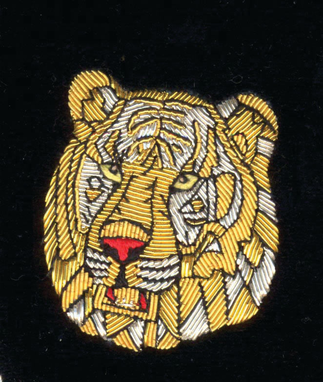 Tiger Face Wire Embroidered Velvet Slipper