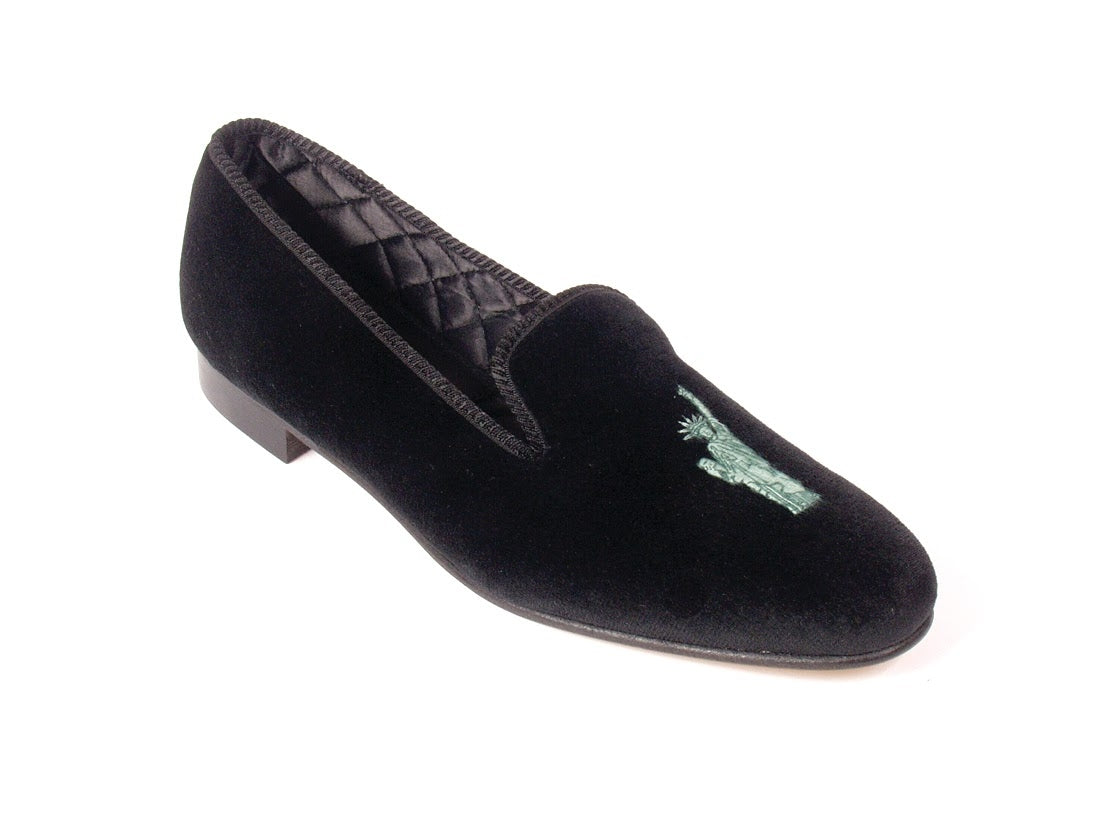 Statue of Liberty Motif Embroidered Velvet Slipper