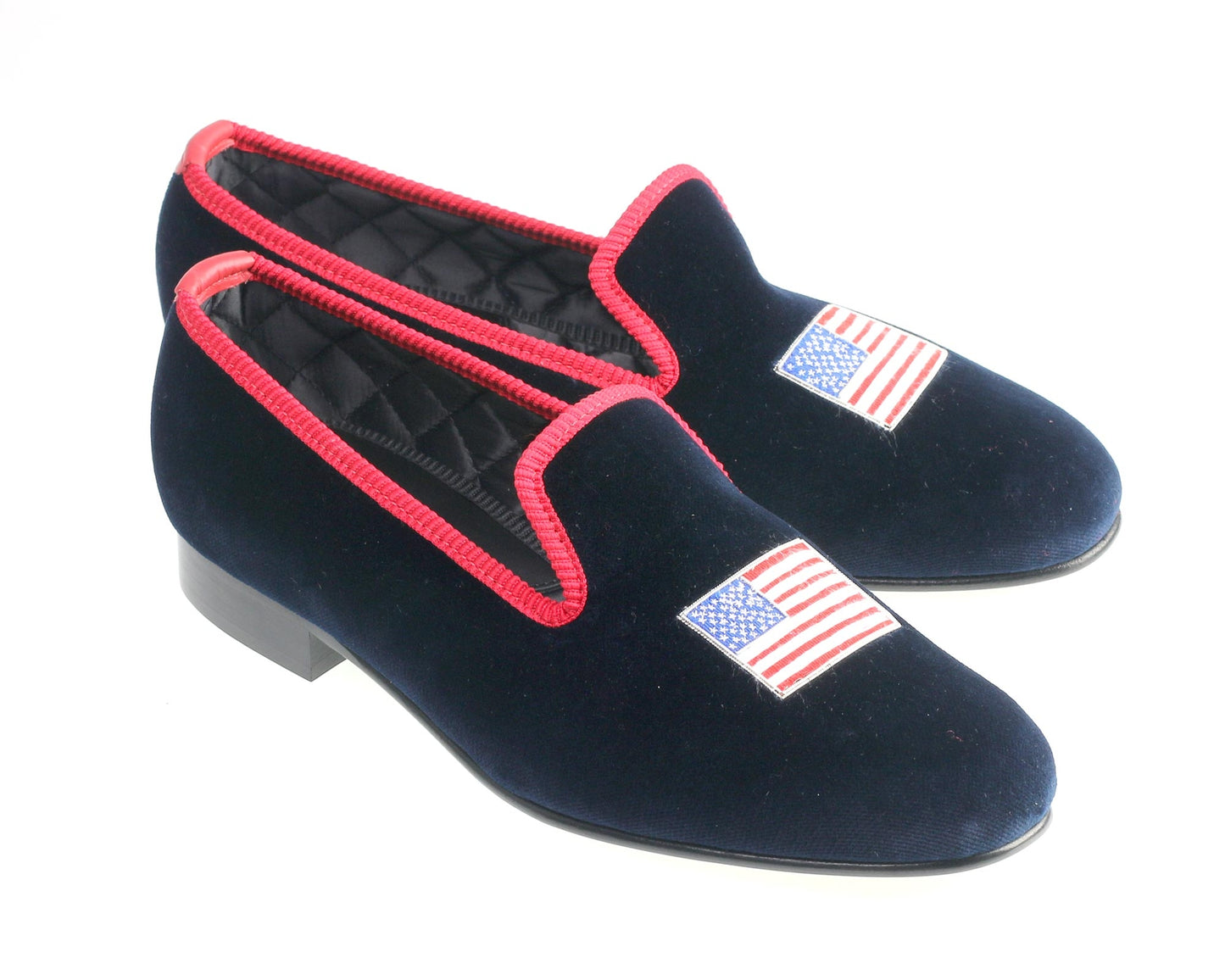 USA Flag Motif Embroidered Velvet Slipper