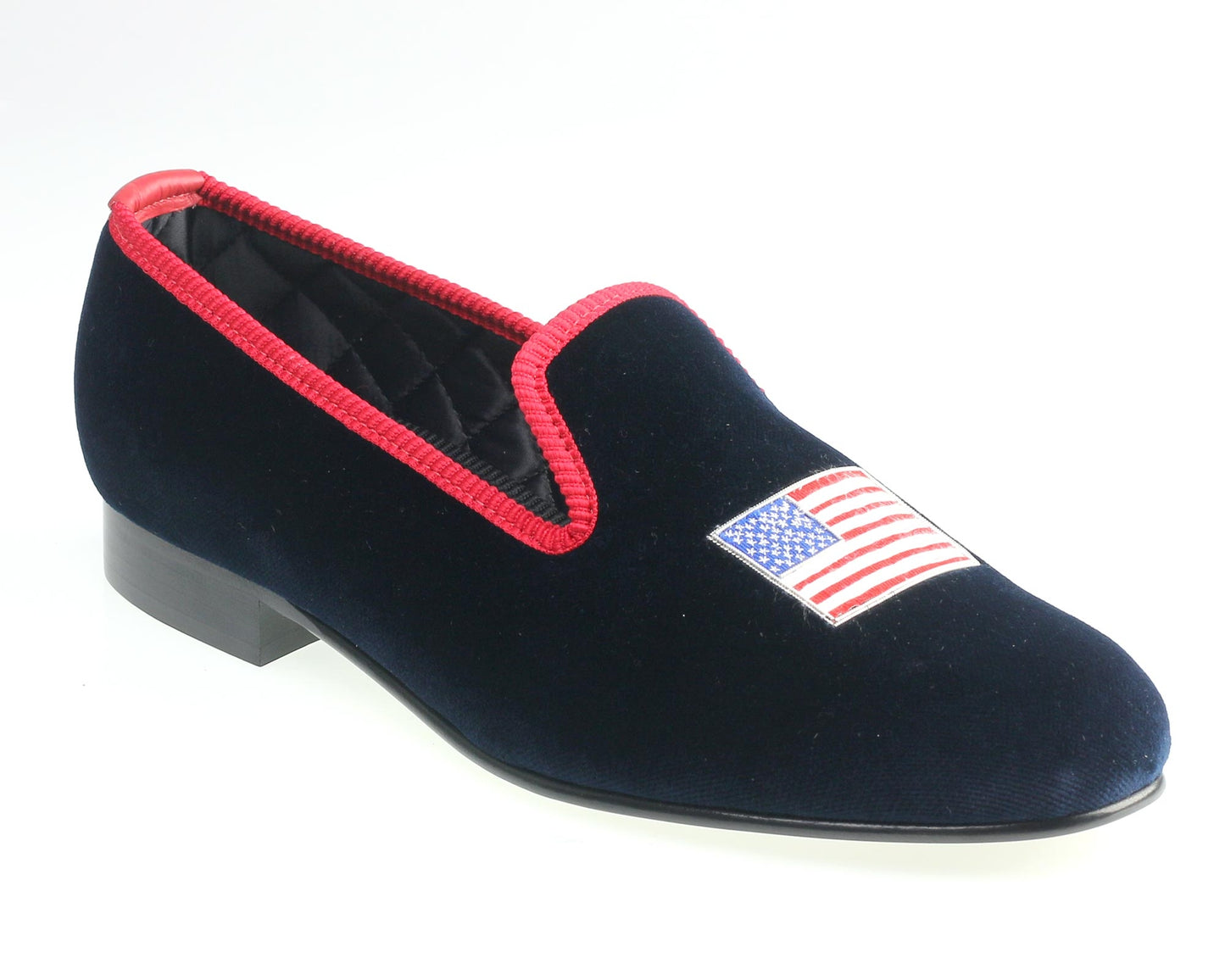 USA Flag Motif Embroidered Velvet Slipper