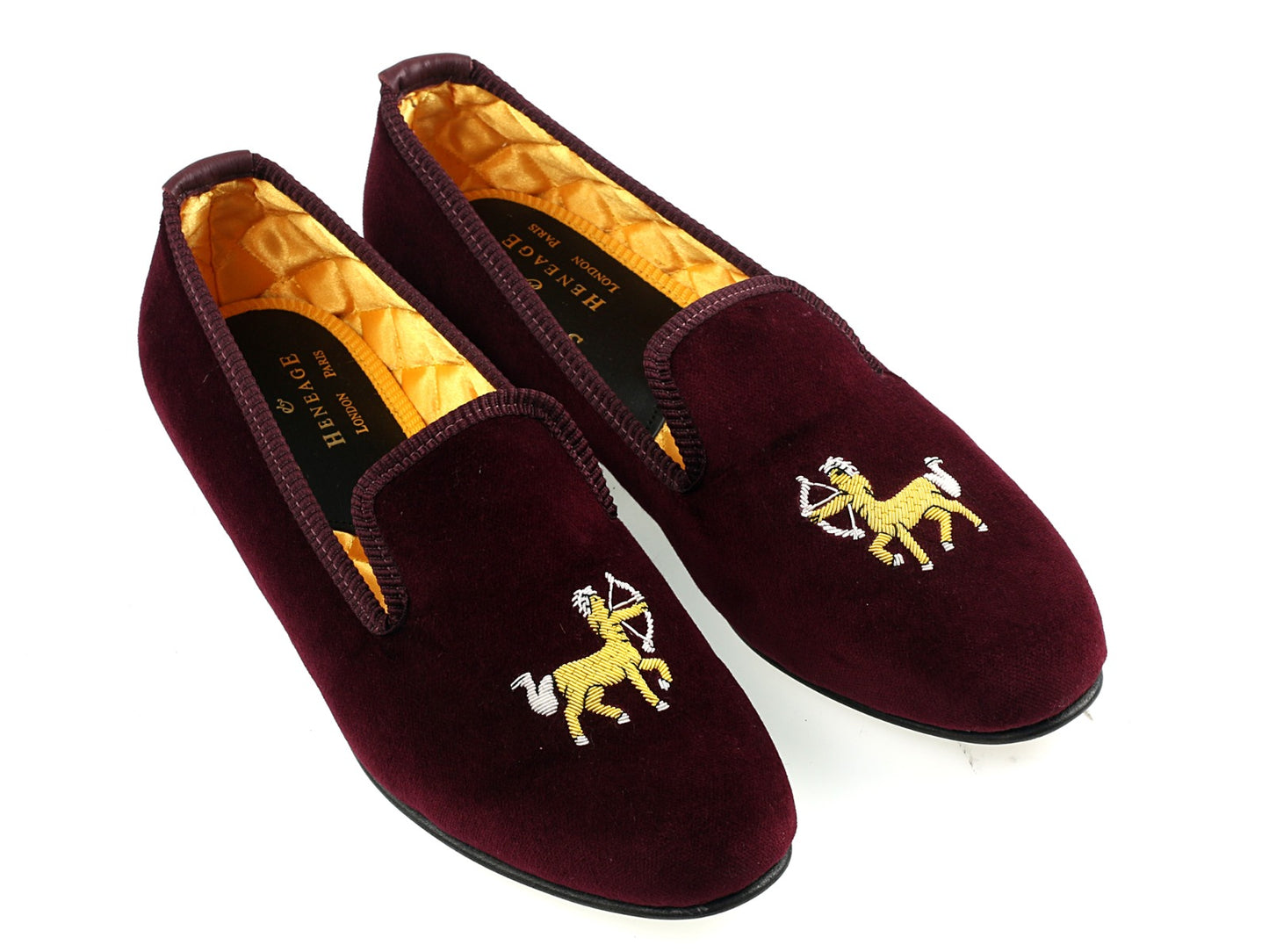 Ladies Sagittarius Motif Wine Velvet Slipper - UK 6