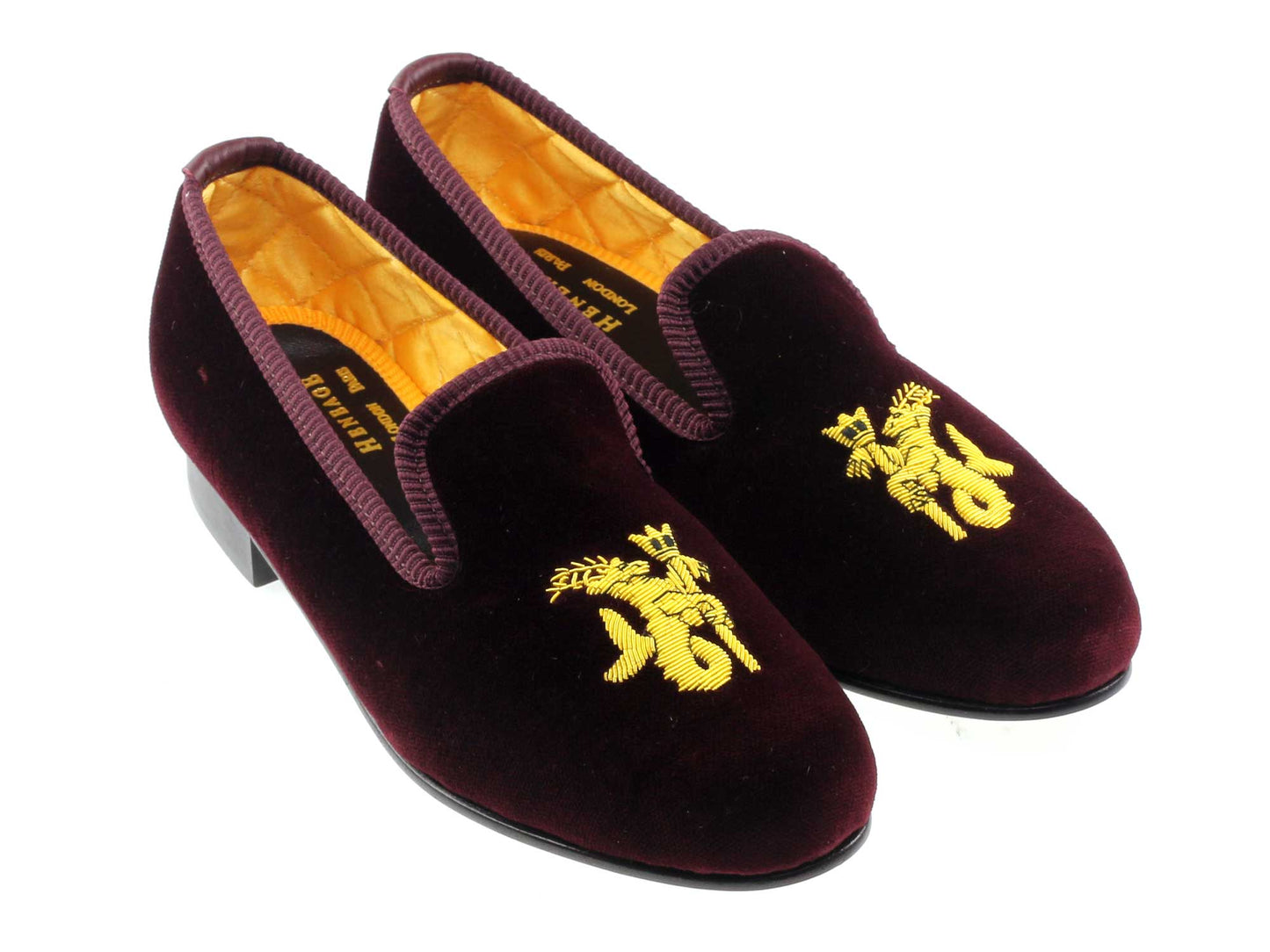 Ladies Sea Stag Motif Wine Velvet Slipper - UK 4.5