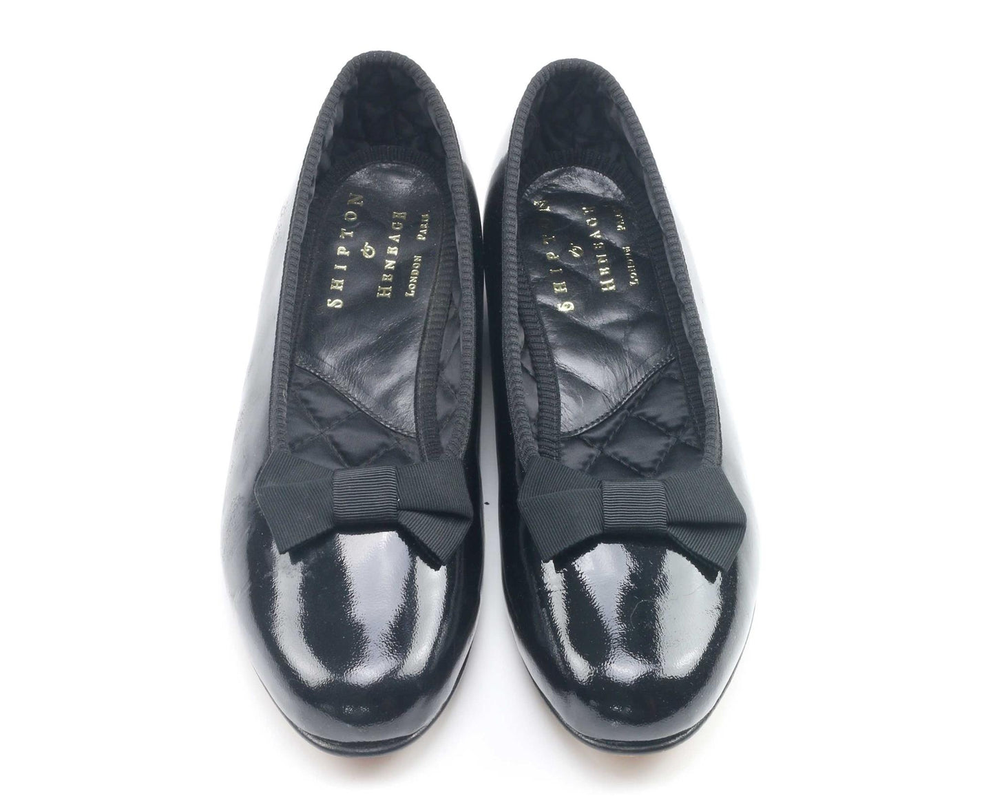 Ladies Black Patent Pump with Bow - UK 4