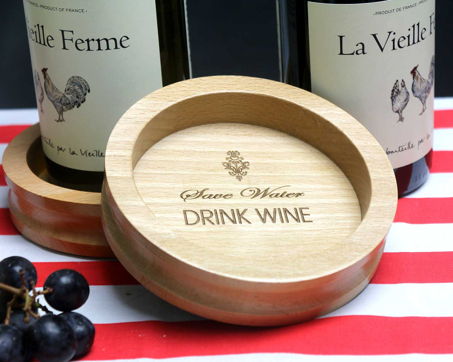 Personalised Beech Wood Wine Bottle Coasters