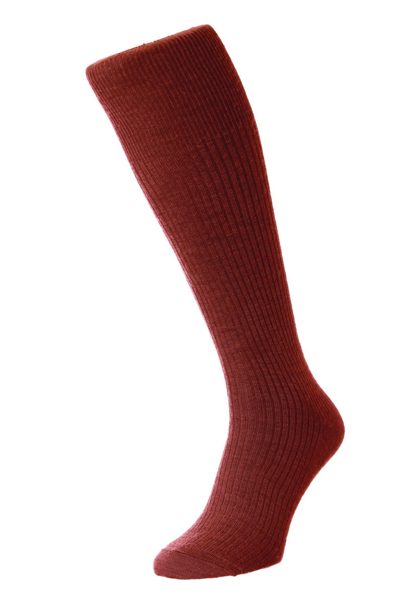 Men's Long Wool Rich Socks - Wine