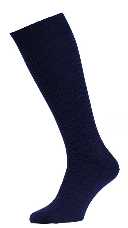 Men's Long Wool Rich Socks - Navy