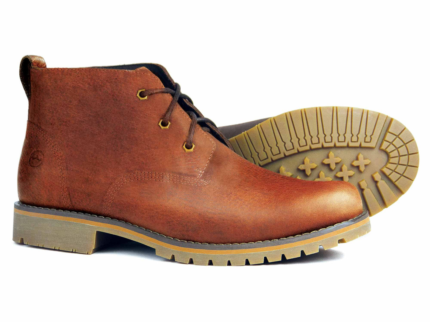 York Mens Havana Brown Leather Country Chukka Boot