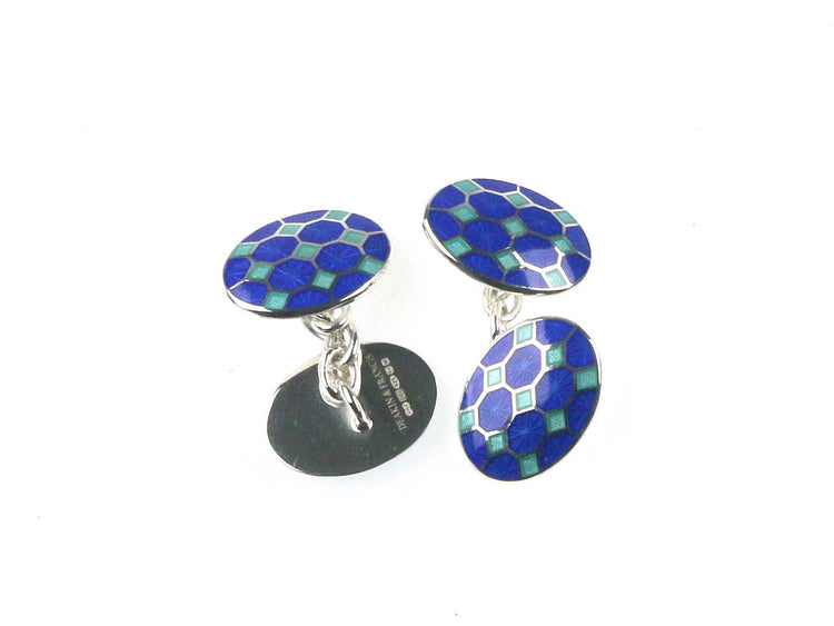 Silver and Vitreous Enamel Cufflinks