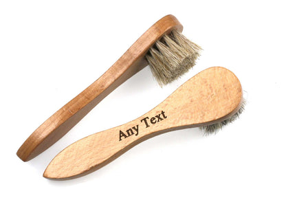 Personalisable Small Wood Valet Box Shoe Cleaning Kit with beeswax polish