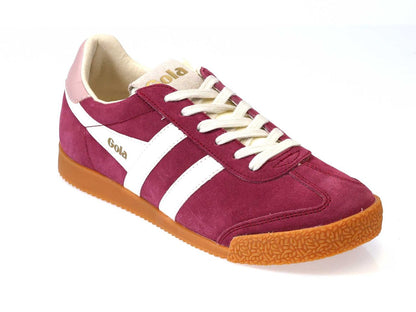 Cerise and White Suede Gola Trainer