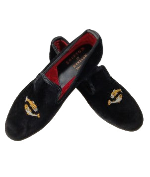 Ladies black velvet Pisces slipper