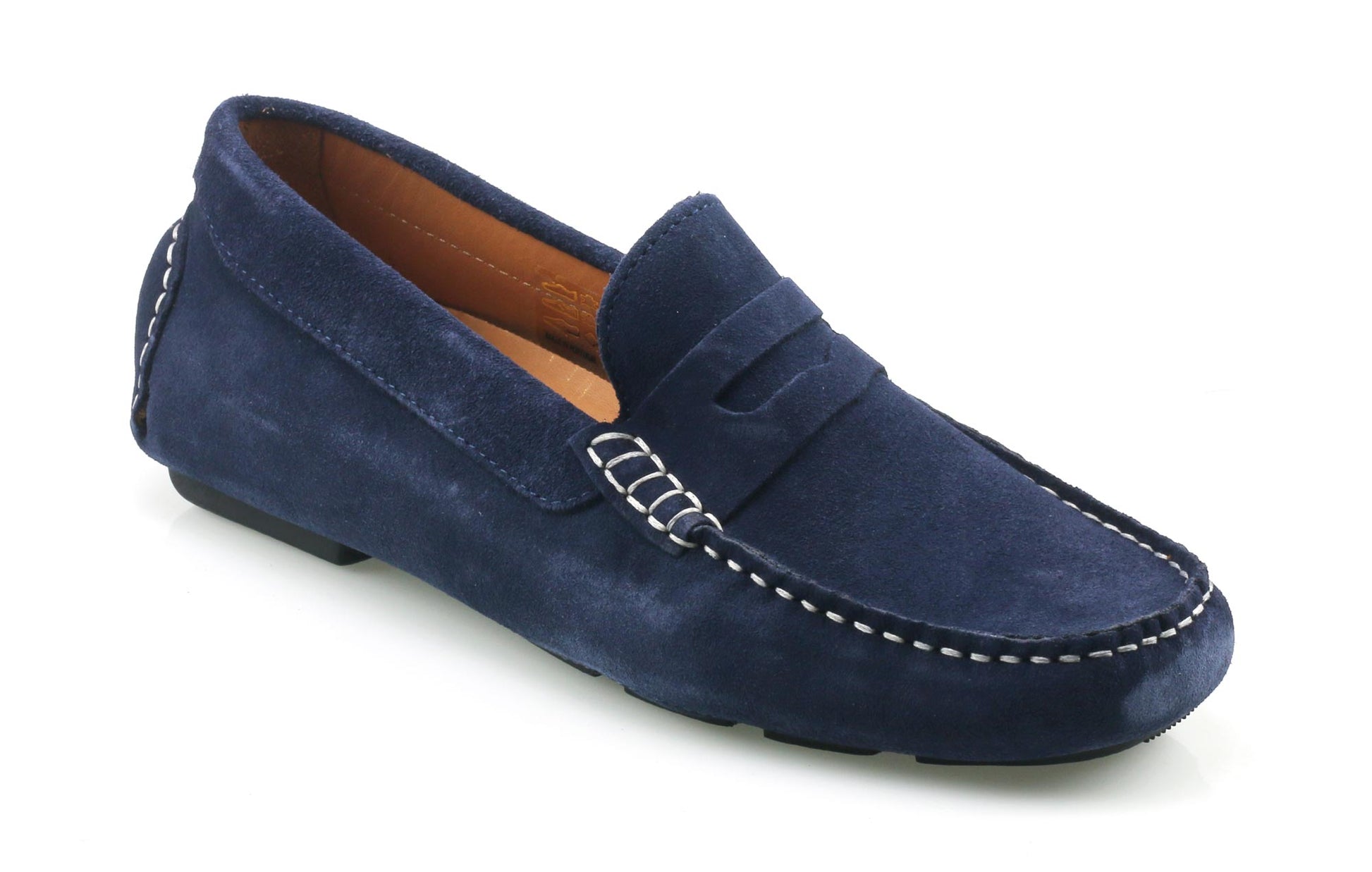 AVOLA Men's Navy Suede Driving Shoe Side