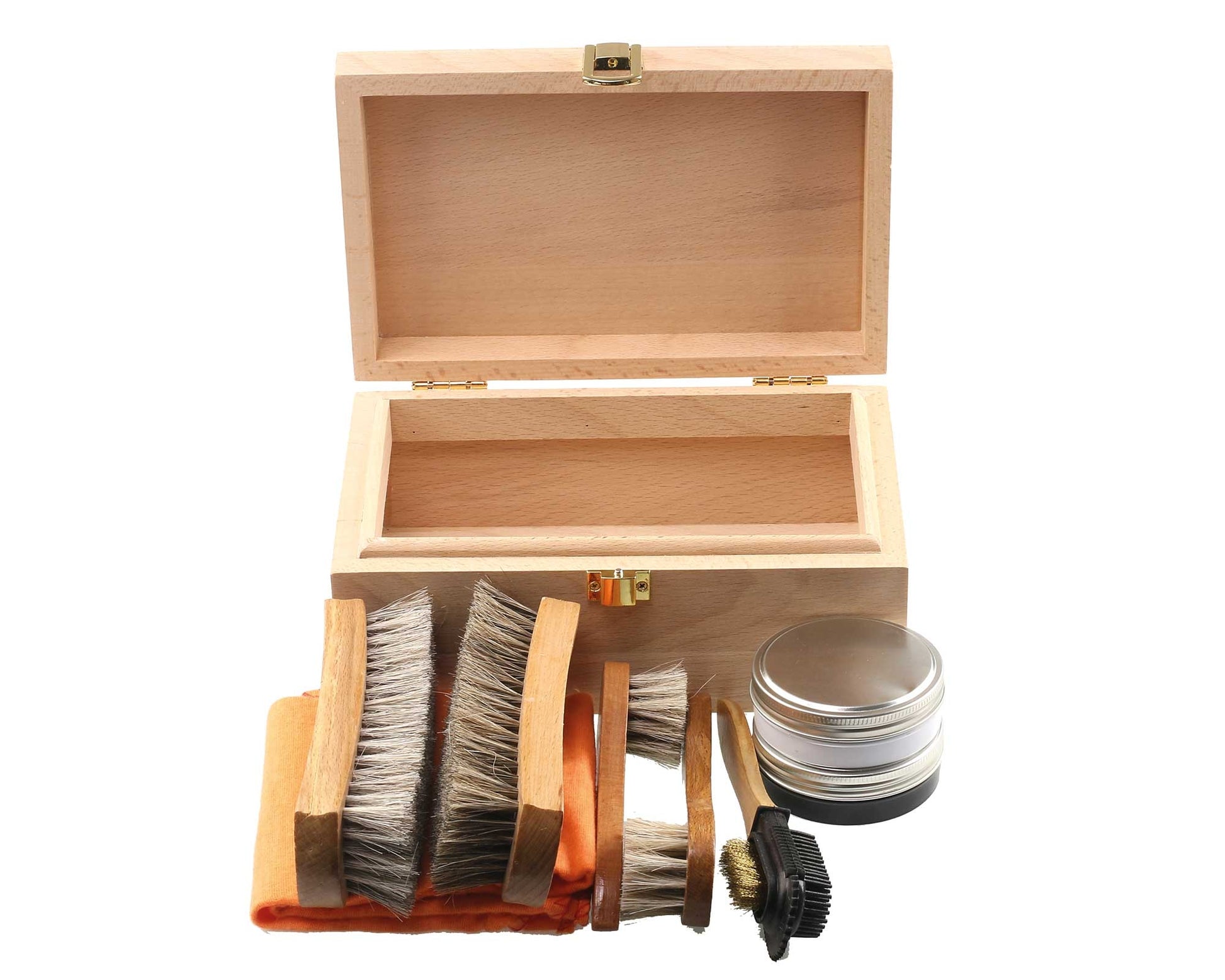 Wooden Box Shoe Cleaning Kit