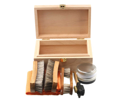Wooden Box Shoe Cleaning Kit