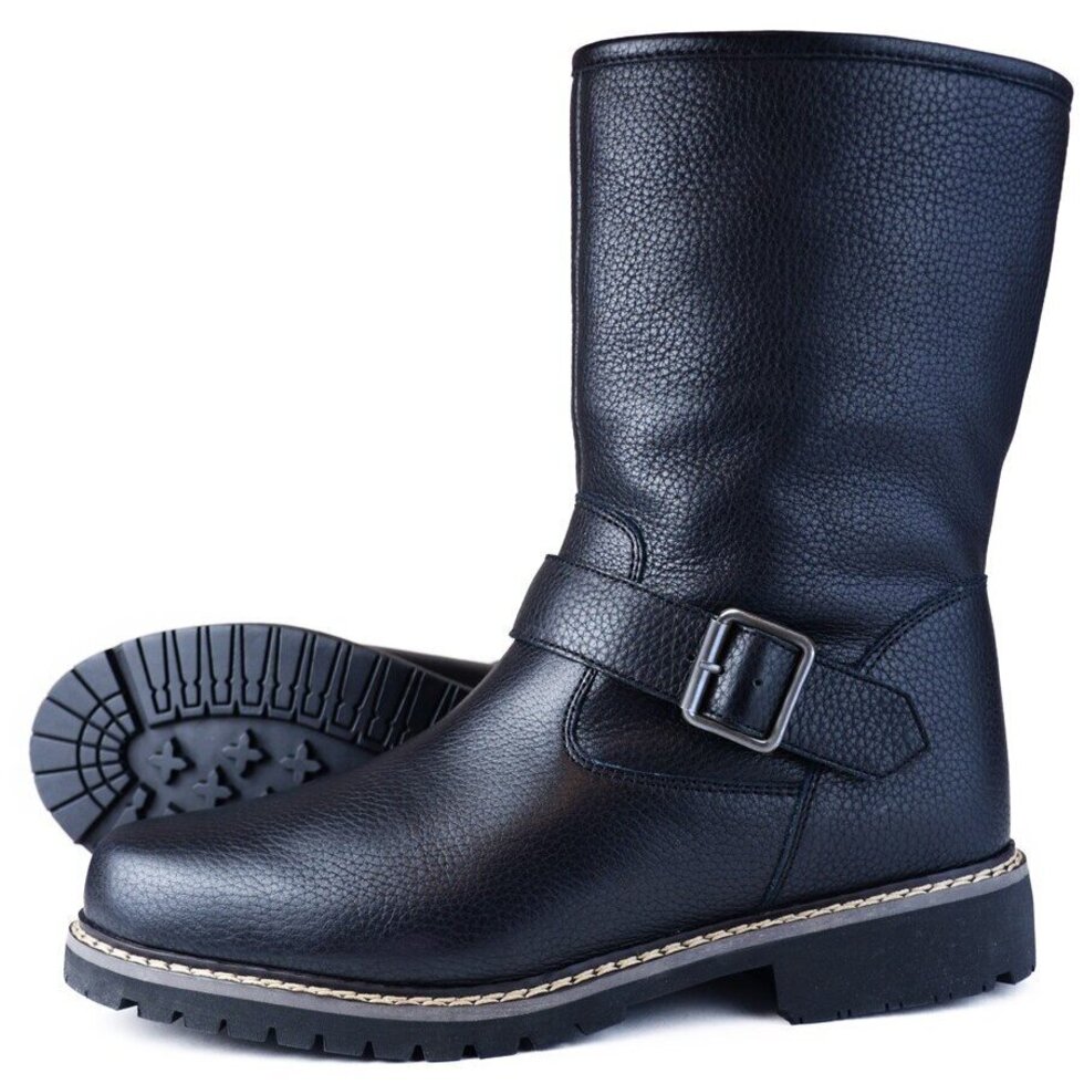 Coniston Ladies Black Leather Sheep-Skin Lined Turn Down Boots