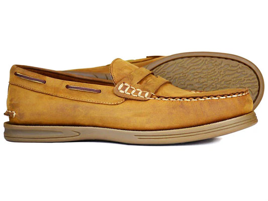 Kip WIDE Sand Nubuck Slip on Deck shoe