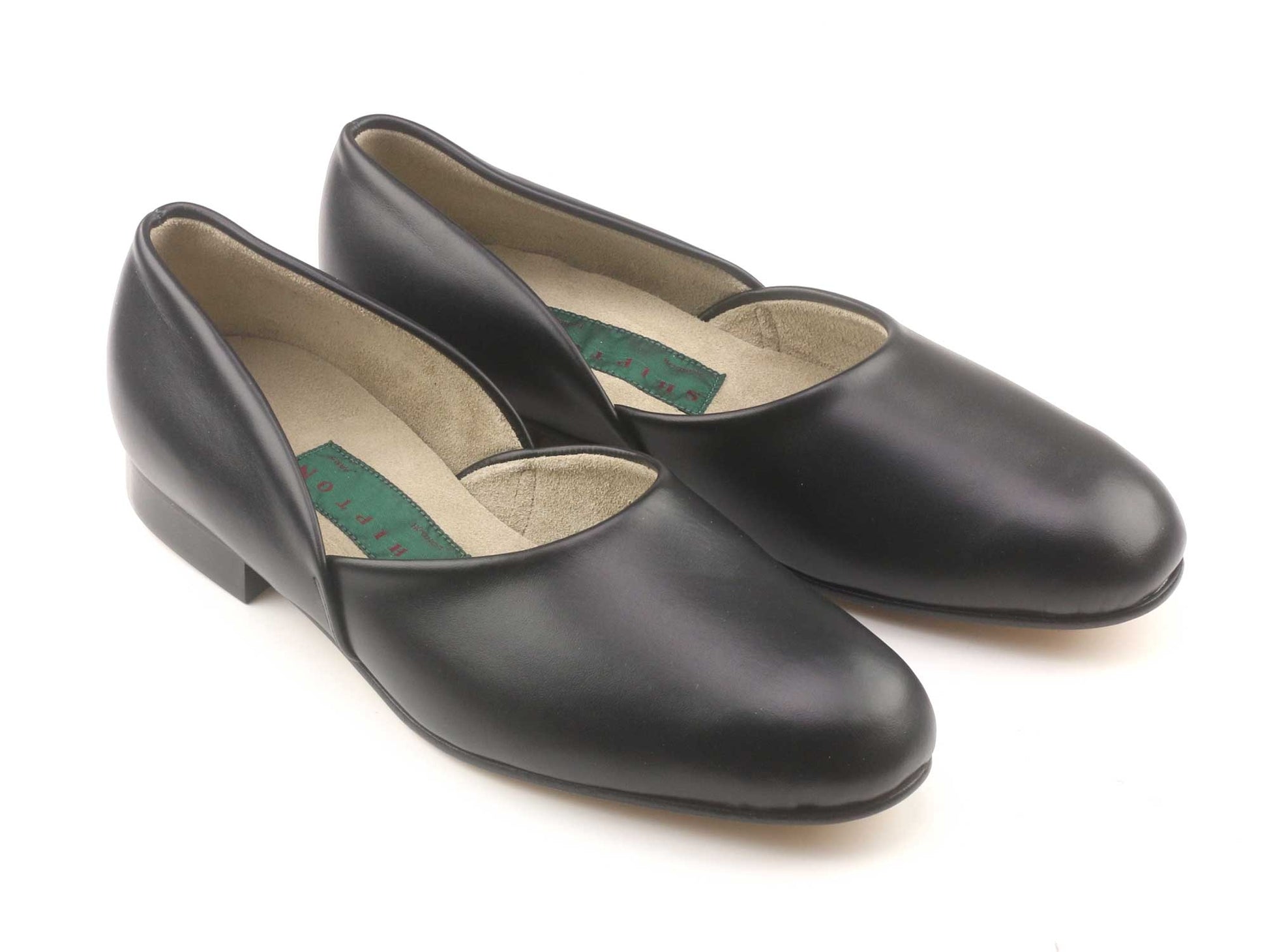 Mens WIDE Black Leather Grecian - UK 8.5